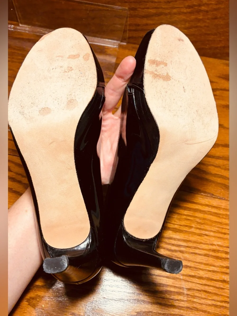 Stuart Weitzman Cut Out Peep Toe Platform Pumps Black Patent Leather Size 8.5